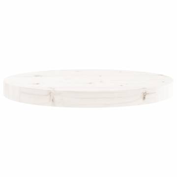 Table Top Round White Ø40x3 cm - Solid Wood Pine