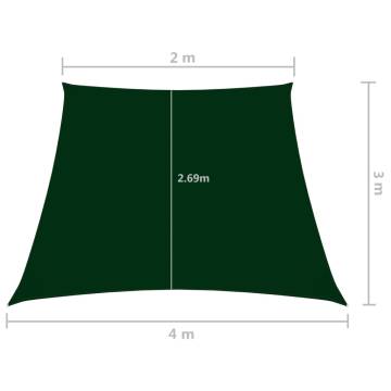 Sunshade Sail Oxford Fabric - Dark Green Trapezium 2/4x3 m