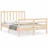 Bed Frame with Headboard 140x200 cm - Solid Wood Design