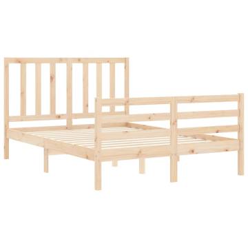 Bed Frame with Headboard 140x200 cm - Solid Wood Design