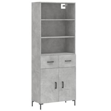 Stylish Highboard in Concrete Grey - 69.5x34x180 cm