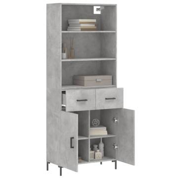 Stylish Highboard in Concrete Grey - 69.5x34x180 cm