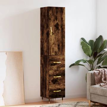 Stylish Highboard in Smoked Oak - 34.5x34x180 cm