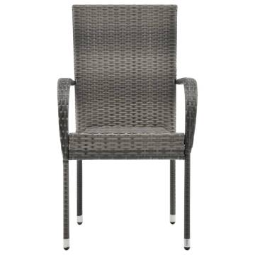 Stackable Outdoor Chairs 6 pcs Grey Poly Rattan | HipoMarket