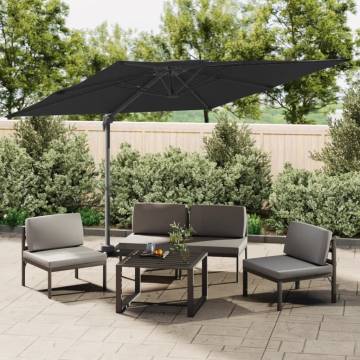 Double Top Cantilever Umbrella Black 300x300 cm | HipoMarket