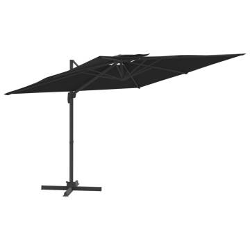 Double Top Cantilever Umbrella Black 300x300 cm | HipoMarket