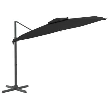 Double Top Cantilever Umbrella Black 300x300 cm | HipoMarket