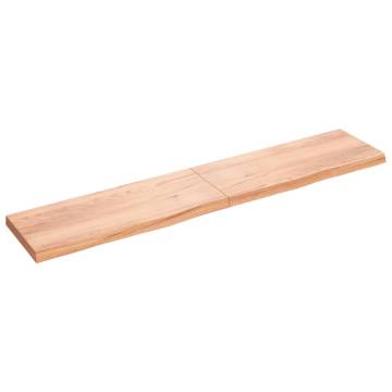 Light Brown Wall Shelf | Solid Oak | 200x40cm | Unique Design