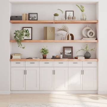 Light Brown Wall Shelf | Solid Oak | 200x40cm | Unique Design