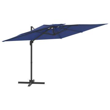 Double Top Cantilever Umbrella Azure Blue 300x300 cm