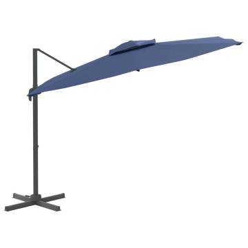 Double Top Cantilever Umbrella Azure Blue 300x300 cm