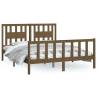 Honey Brown Solid Wood King Size Bed Frame with Headboard