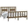 Honey Brown Solid Wood King Size Bed Frame with Headboard