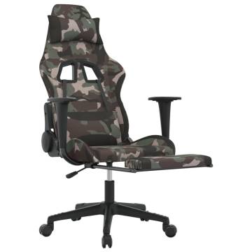 Gaming Chair with Footrest - Camouflage & Black Fabric