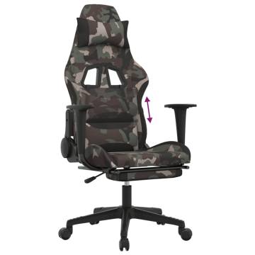 Gaming Chair with Footrest - Camouflage & Black Fabric