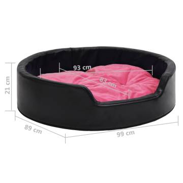 Luxurious Black and Pink Dog Bed - 99x89x21 cm Plush & Faux Leather