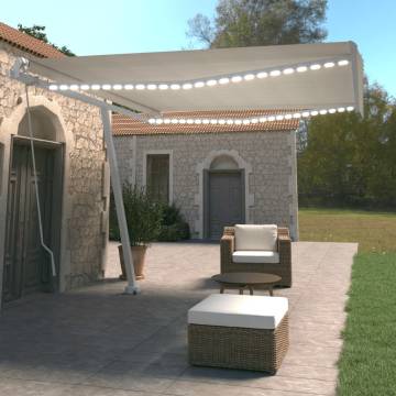 Manual Retractable Awning with LED 400x350 cm - Cream