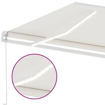 Manual Retractable Awning with LED 400x350 cm - Cream