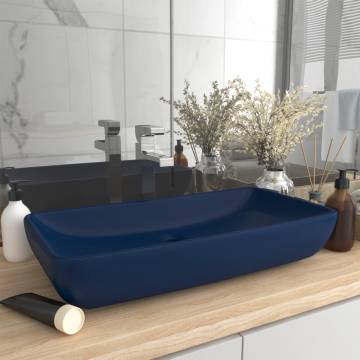 Luxury Rectangular Dark Blue Ceramic Basin | 71x38 cm