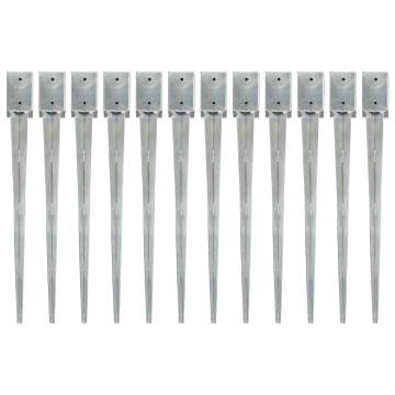 Ground Spikes 12 pcs | Durable Galvanised Steel Silver