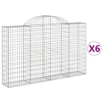 Arched Gabion Baskets - 6 pcs 200x30x120/140 cm Galvanised Iron