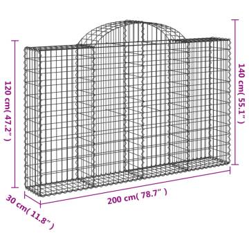 Arched Gabion Baskets - 6 pcs 200x30x120/140 cm Galvanised Iron