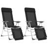 Folding Camping Chairs with Footrests 2 pcs Black Textilene Colour black Quantity in Package 2 