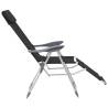 Folding Camping Chairs with Footrests - 2 pcs Black Textilene