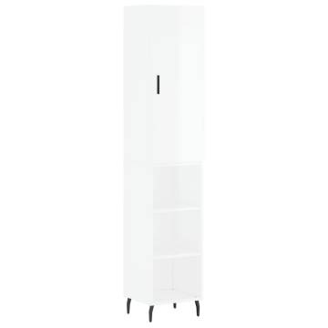 Stylish Highboard High Gloss White - 34.5x34x180 cm