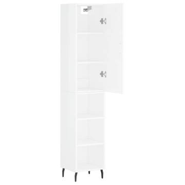 Stylish Highboard High Gloss White - 34.5x34x180 cm