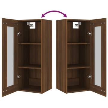 Hanging Wall Cabinet Brown Oak - 34.5x34x90 cm | HipoMarket