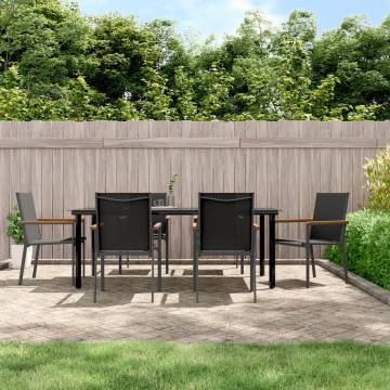 7 Piece Garden Dining Set - Black Textilene & Steel