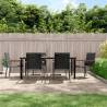 7 Piece Garden Dining Set Black Textilene and Steel Size 200 cm table length Number of 6 