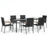 7 Piece Garden Dining Set - Black Textilene & Steel