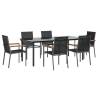 7 Piece Garden Dining Set - Black Textilene & Steel