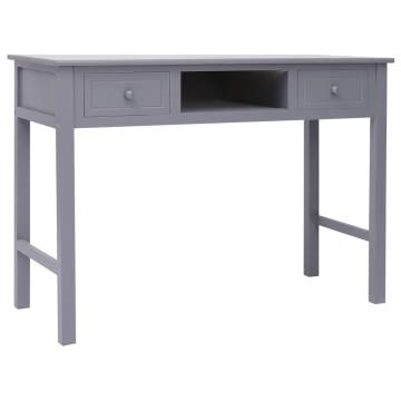 Stylish Desk Grey 108x45 cm - Solid Wood Paulownia