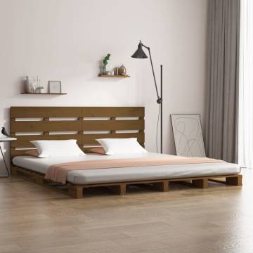 Honey Brown King Size Bed Frame - Solid Pine Wood 150x200 cm