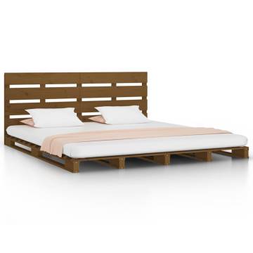 Honey Brown King Size Bed Frame - Solid Pine Wood 150x200 cm