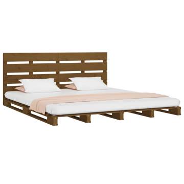 Honey Brown King Size Bed Frame - Solid Pine Wood 150x200 cm