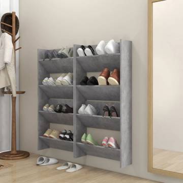 Modern Wall Shoe Cabinets - 4 Pcs Concrete Grey | Hipo Market