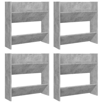 Modern Wall Shoe Cabinets - 4 Pcs Concrete Grey | Hipo Market