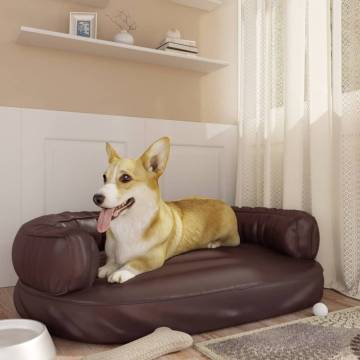 Ergonomic Foam Dog Bed Brown - Faux Leather 88x65 cm