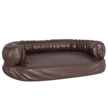 Ergonomic Foam Dog Bed Brown - Faux Leather 88x65 cm