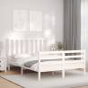 Bed Frame with Headboard White 140x190 cm Solid Wood Colour white Size 140 x 190 cm 