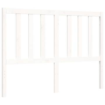 White Bed Frame with Headboard - Solid Pine Wood 140x190 cm