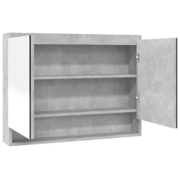 Stylish Concrete Grey Bathroom Mirror Cabinet | 80x15x60 cm