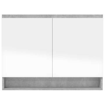 Stylish Concrete Grey Bathroom Mirror Cabinet | 80x15x60 cm