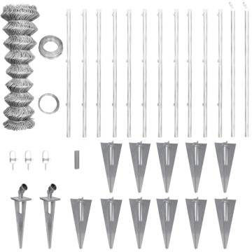 Galvanised Chain Link Fence with Posts - 25x1 m Quality Barrier