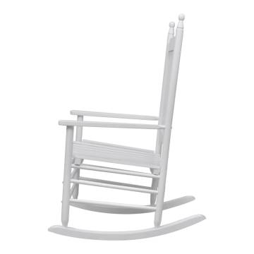 Vintage White Wooden Rocking Chair - Timeless Relaxation