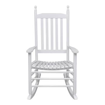 Vintage White Wooden Rocking Chair - Timeless Relaxation